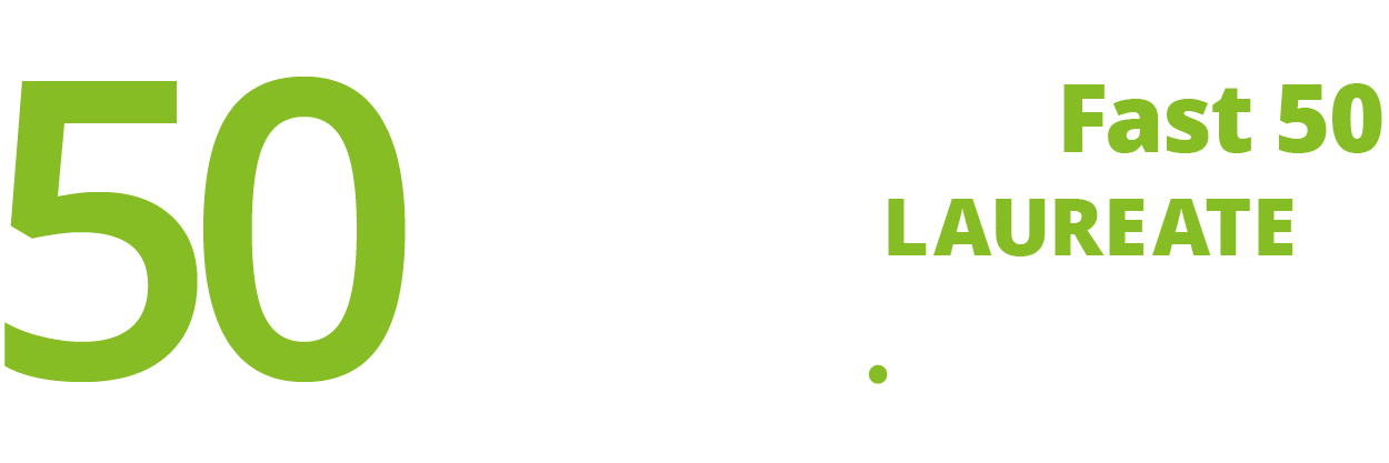FAST50 Wordmark White 2025 Laureate